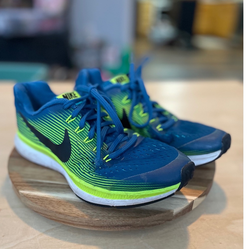 Nike Kids Zoom Pegasus 34 Blue Neon Running Shoes Sneakers US 3.5Y